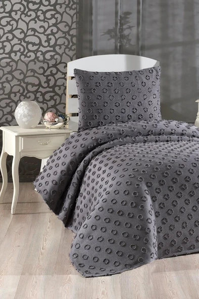 Çeyiz Diyarı Konik 2 Parça Tek Kişilik Pike Takımı Antrasit ürün görseli