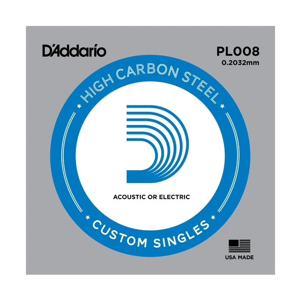 DADDARİO PL008 ELEKTRO VE AKUSTİK TEK TEL, E-(Mİ),HIGH CARBON ST - 1