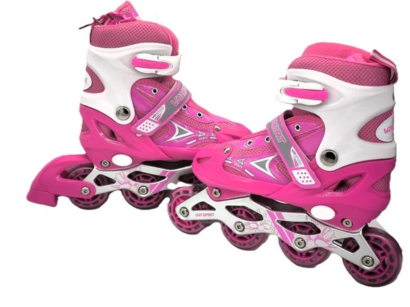 Vardem Işıklı Ayarlanabilir (Alıştırma ve Sıralı) Paten M (34-37) (Pembe)