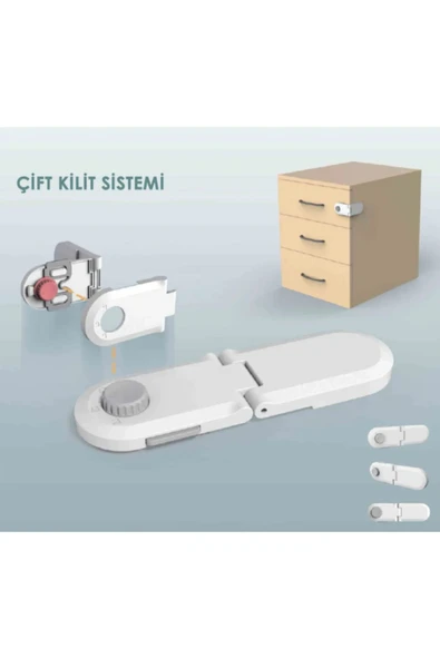Beyaz Şifreli Çok Amaçlı Açılı Dolap Çekmece Kilidi - Resim 3