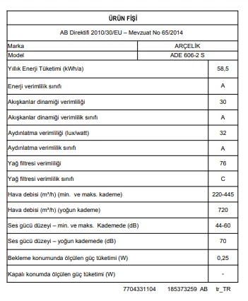 Arçelik ADE 606-2 S Duvar Tipi Ankastre Davlumbaz Siyah Siyah - Resim 6
