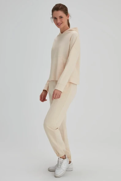 Dagi Krem Fırçalı Lastik Paça Kadın Eşofman Altı ürün görseli