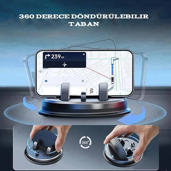 Araç İçi Akıllı Telefon Tutucu Araç Standı 360 Derece Dönüş Güçlü Yapışkan Gelişmiş Stabilite Akıllı Telefon Tutucu - 2