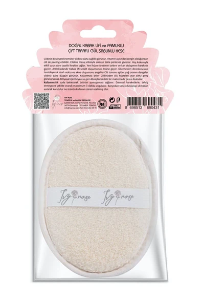 IVY ROSE Doğal Kabak Lifi Ve Pamuklu Gül Sabunlu Kese - 3