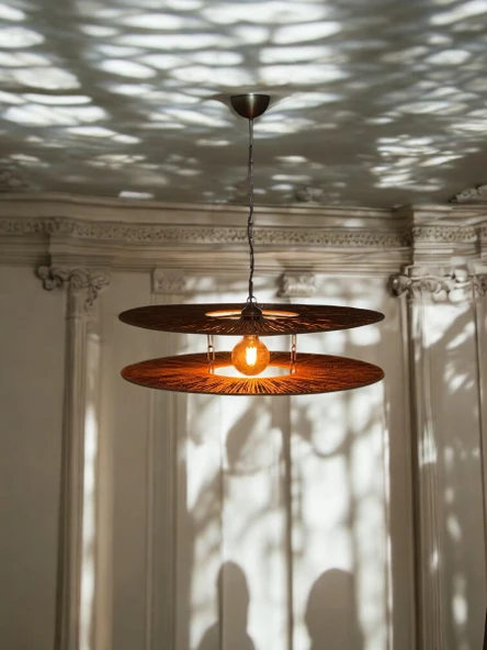 LoftLina  65x65cm Bohem Avize Hasır Avize Rüstik Avize Jüt Avize Doğal Avize Tavan Aydınlatması - Resim 2