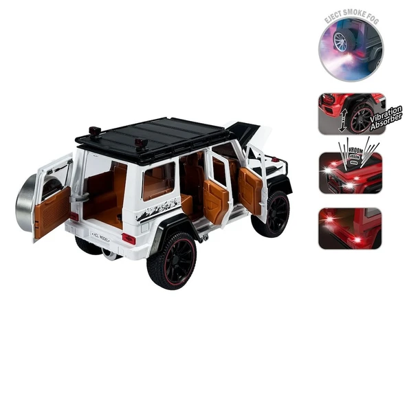 Sesli ve Işıklı Buharlı Çıkaran Metal Off-Road Jeep - Çek-Bırak Araba 20cm 1:22 Ölçek - 5