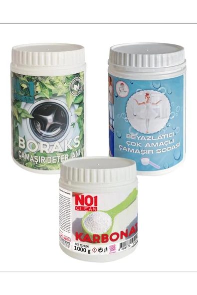 no1 clean BORAKS KARBONAT ÇAMAŞIR SODASI 3 LÜ SET TEMİZLİĞİN DOĞAL GÜCÜ