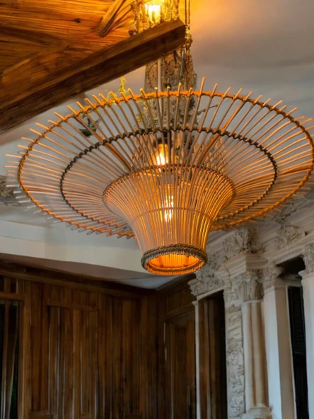 Zeus Güneş Hasır Avize 75x75 Bohem Avize Jüt Avize Oda Mutfak Salon Avize Restoran Kafe Avize ürün görseli 1