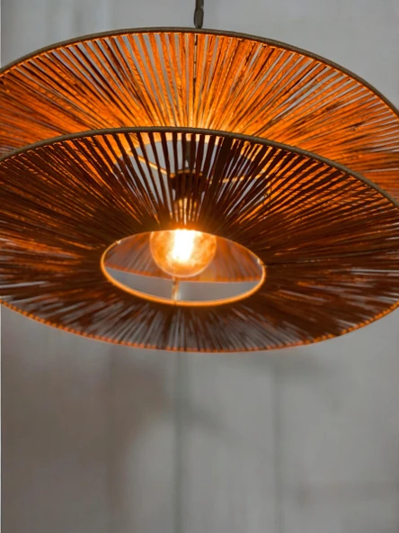 LoftLina  65x65cm Bohem Avize Hasır Avize Rüstik Avize Jüt Avize Doğal Avize Tavan Aydınlatması - Resim 7