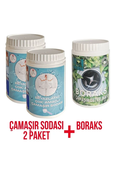 no1 clean Boraks Çamaşır Deterjanı Ve 2 Çamaşır Sodası 3 Lü Set - 1