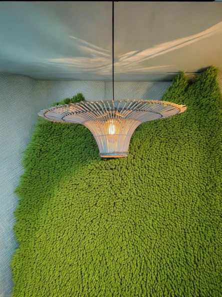 Zeus Güneş Hasır Avize 75x75 Bohem Avize Jüt Avize Oda Mutfak Salon Avize Restoran Kafe Avize - Resim 3