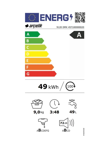 Arçelik 9120 DMX 1200 Devir 9 KG Çamaşır Makinesi - Resim 7