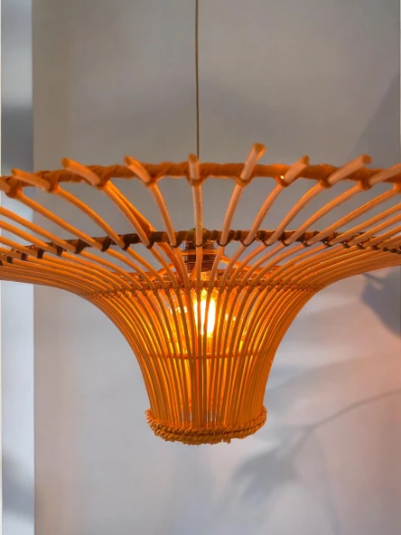 Zeus Güneş Hasır Avize 75x75 Bohem Avize Jüt Avize Oda Mutfak Salon Avize Restoran Kafe Avize - Resim 2