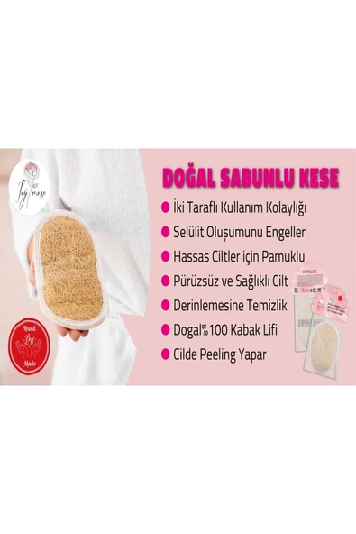 IVY ROSE Doğal Kabak Lifi Ve Pamuklu Gül Sabunlu Kese - 4