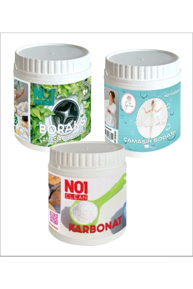 no1 clean BORAKS KARBONAT ÇAMAŞIR SODASI 3 LÜ SET 500 Gr TEMİZLİĞİN DOĞAL GÜCÜ - 1