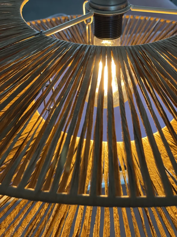 LoftLina  65x65cm Bohem Avize Hasır Avize Rüstik Avize Jüt Avize Doğal Avize Tavan Aydınlatması - Resim 8