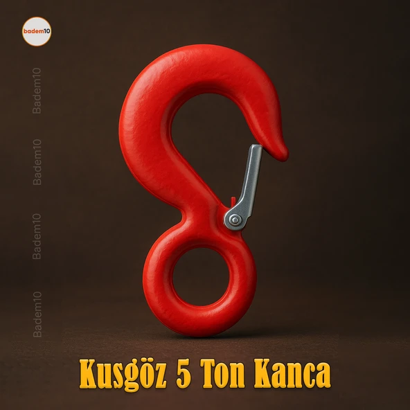 5 Tonluk Kuşgözlü Sustalı Kanca Güçlü Yük Taşıma Kaldırma Vinç Endüstriyel Ağır Yük Aparatı Kancası - Resim 2