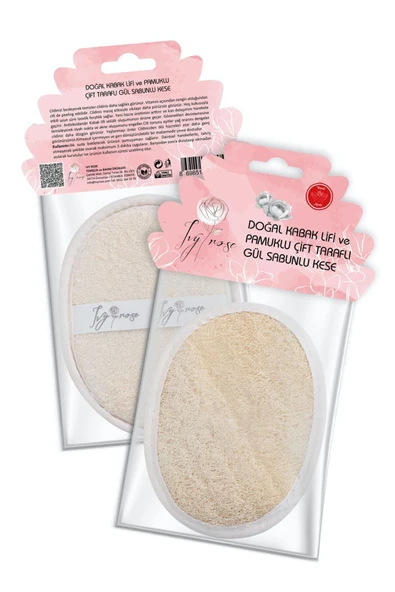 IVY ROSE Doğal Kabak Lifi Ve Pamuklu Gül Sabunlu Kese
