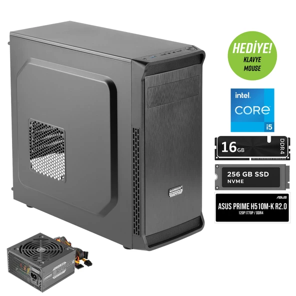 Green Oraman Plus İntel i5 11400 İşlemci 16GB DDR4 Ram  256GB M2 SSD  Freedos Masaüstü Bilgisayar - 1