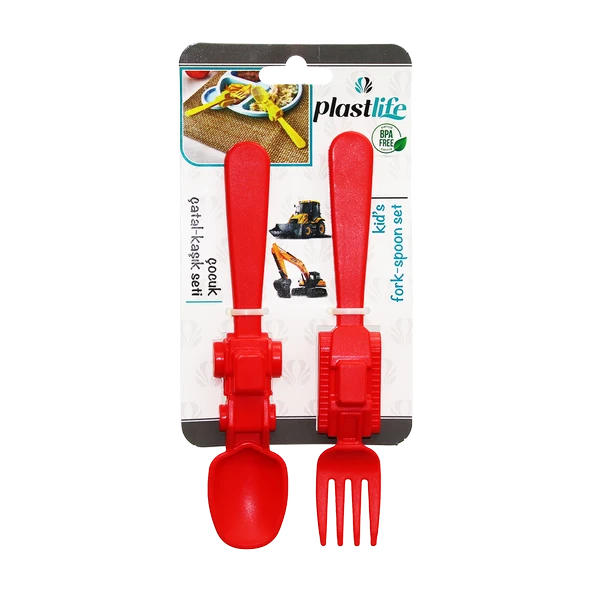 ARAÇ FİGÜRLÜ PLASTİK ÇOCUK ÇATAL - KAŞIK SETİ (5250)