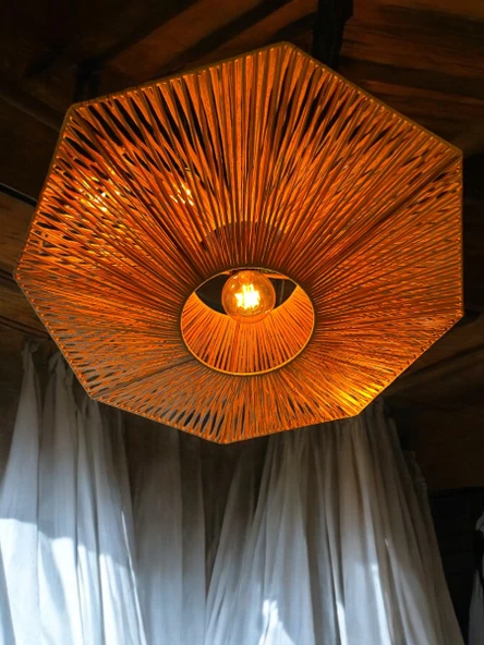 Yıldız Hasır Avize 80x80 Bohem Avize Jüt Avize Oda Mutfak Salon Avize Restoran Kafe Avize ürün görseli 1