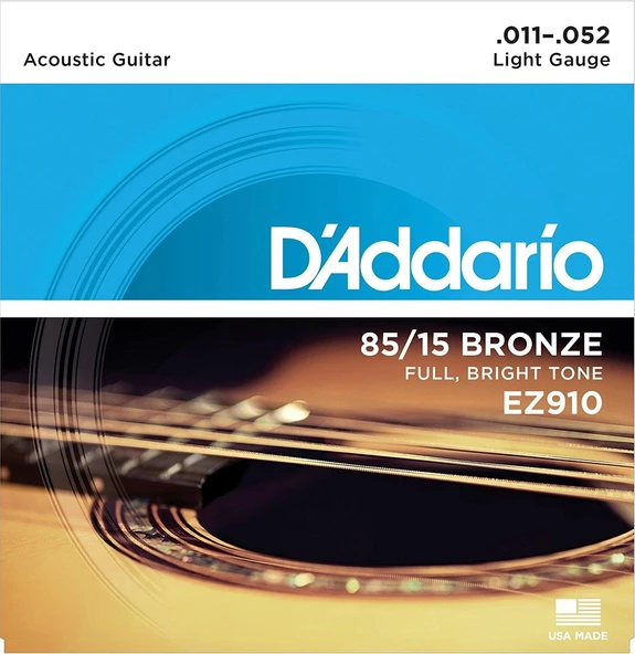 DADDARİO EZ910 AKUSTİK GİTAR TEL SETİ, 85/15 BRONZE, LIGHT GAUGE - 1