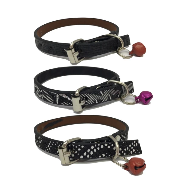 Zilli Deri Kedi Tasması 3'lü Set 30 cm ürün görseli 1