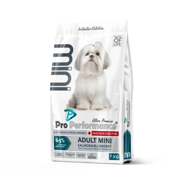 Pro Performance Ultra Premium Hipoalerjenik Somonlu ve Yaban Mersinli Uzun Tüylü Küçük Irk Yetişkin Köpek Maması 7 Kg ürün görseli 1