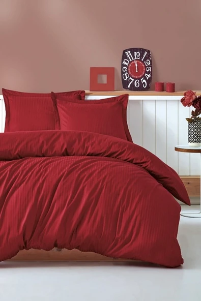 Stripe - Bordo Elegant Serisi Çift Kişilik Nevresim Takımı ürün görseli