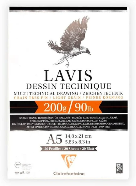 Clairefontaine Lavis Multi Teknik Yapışkanlı Defter 20 Yaprak A5 ürün görseli