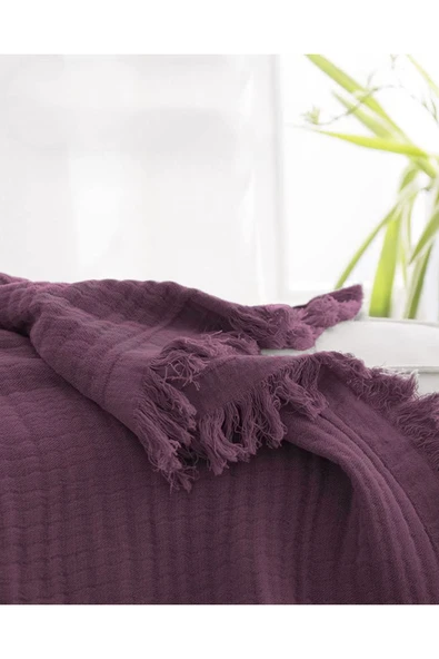 %100 Pamuk Müslin Yatak Örtüsü Battal Boy Çift Kişilik 4 Katlı Müslin Pike Takımı 3 Parça Siyah - 4