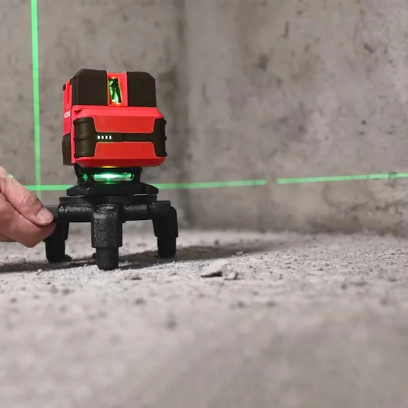 KOBB KBL41GTP 30M 4x90⁰/1x360⁰ Otomatik Hizalamalı Li-ion Çift Akü Profesyonel Yeşil Çizgi Lazer Distomat + Tripod - 6