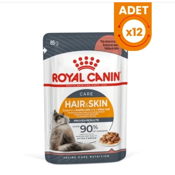 Royal Canin Pouch Gravy Hair Skin Hassas Tüylü Kedi Maması 85 Gr - x 12 Adet