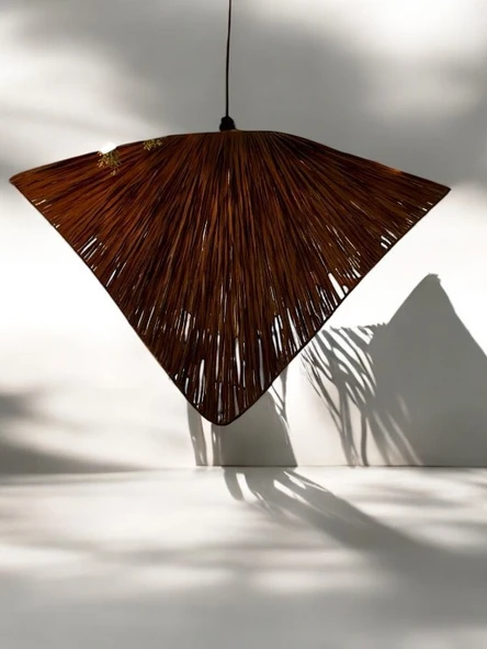 Baykuş Bohem Avize 65x50x40cm Rüstik Avize, Jüt Avize, Avize, Hasır Avize, Tavan Aydınlatması Ampul ürün görseli 1