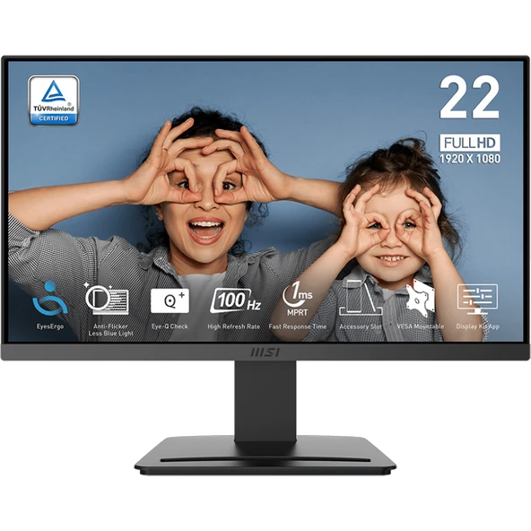 MSI PRO MP223 E2 21.5" 100Hz 1ms HDMI DP Adaptive Sync FHD VA Business Monitör ürün görseli