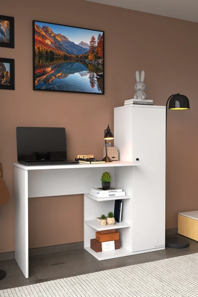 Matilda Dolaplı Dekoratif Çalışma Masası Fonksiyonel Çalışma Masası ürün görseli