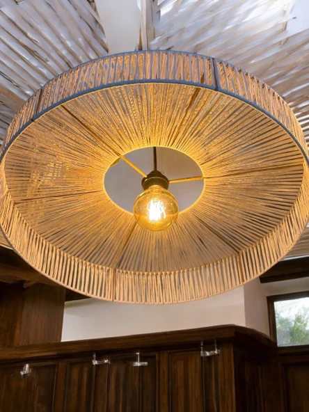 Kar tanesi Hasır Avize 85x85 Bohem Avize Jüt Avize Oda Mutfak Salon Avize Kafe Restoran Avize - Resim 4