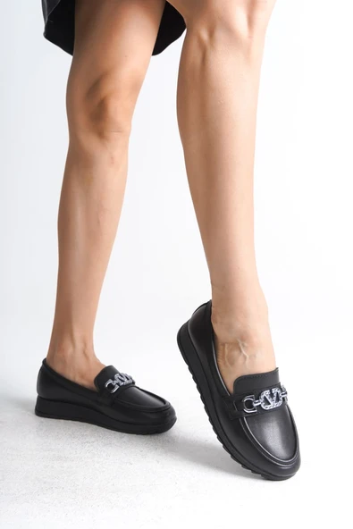 JET-ANNA Ortopedik Rahat Taban Toka Detaylı Klasik Kadın Babet Anne Ayakkabısı  CST - Siyah - Resim 3