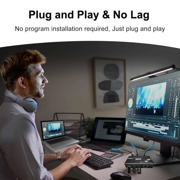 4669 Kumandalı Usb 3.0 4k Hdmi Kvm Switch 2 Port Rj45 Ethernet Pc Kasa Klavye Mouse Çoklayıcı - 2