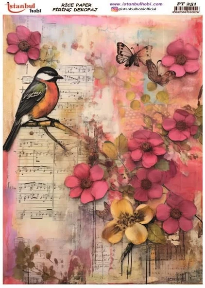 İstanbul Hobi Çiçek Temalı Pirinç Dekopaj pt251 ürün görseli