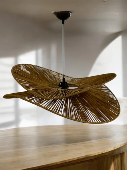 Nova 65x65cm Bohem Avize Hasır Avize Rüstik Avize Jüt Avize Doğal Avize Tavan Aydınlatması - Resim 4