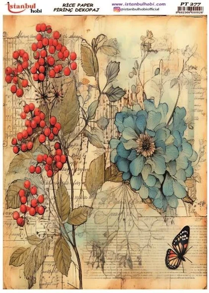 İstanbul Hobi Çiçek Temalı Pirinç Dekopaj pt277 ürün görseli