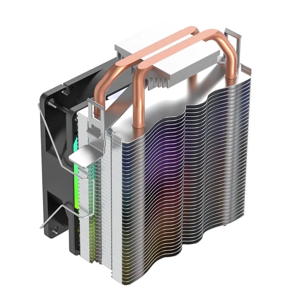 Snt LC-200A-B RGB 2 Bakır Borulu Siyah Kule Tipi CPU Soğutucu - Yüksek Performans - 7