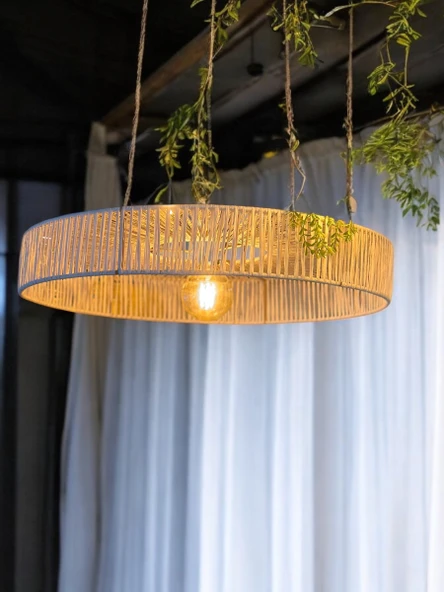 Kar tanesi Hasır Avize 65x65 Bohem Avize Jüt Avize Oda Mutfak Salon Avize Kafe Restoran Avize - Resim 2