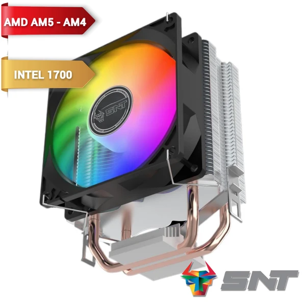 Snt LC-200A-B RGB 2 Bakır Borulu Siyah Kule Tipi CPU Soğutucu - Yüksek Performans