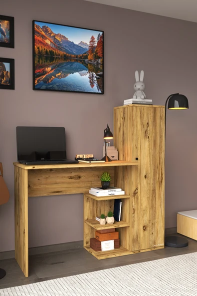 Matilda Dolaplı Dekoratif Çalışma Masası Fonksiyonel Çalışma Masası ürün görseli