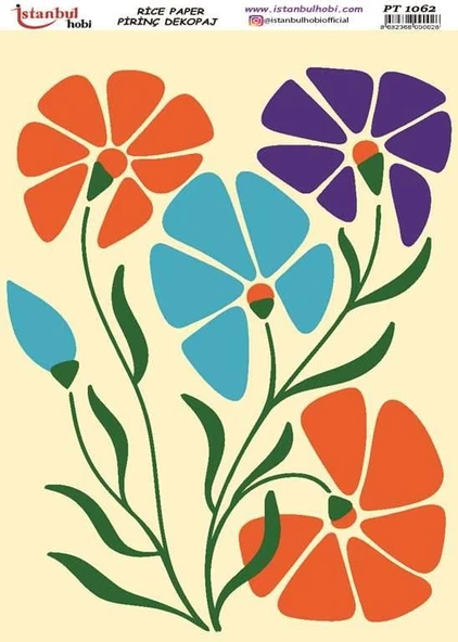 İstanbul Hobi Çiçek Temalı Pirinç Dekopaj pt1062 ürün görseli