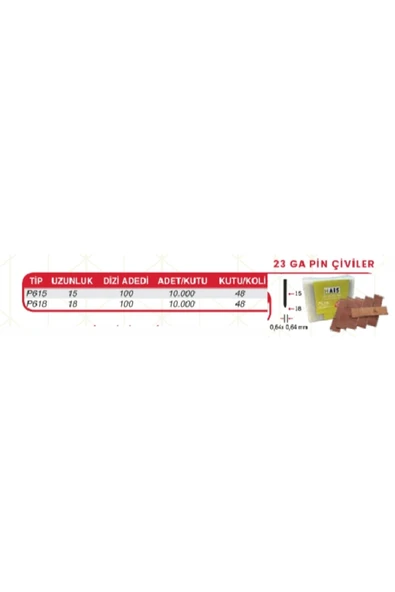 Hais HAİS 23GA Pin Çivi P618 Başsız - 3