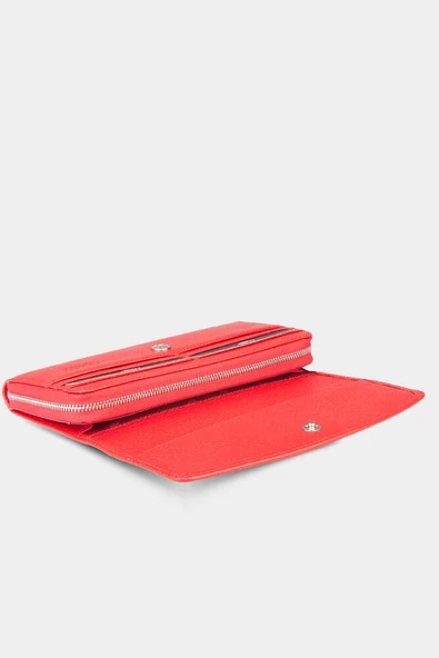 Guard Kırmızı Fermuarlı Hakiki Deri Kadın Cüzdanı P2221 - Resim 3