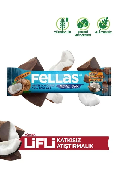 Meyve Bar - Chialı ve Hindistan Cevizli 40 gr x 12 Adet - 1